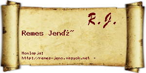 Remes Jenő névjegykártya